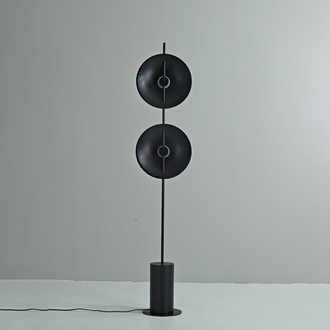Twin Disc Wood Floor Lamp