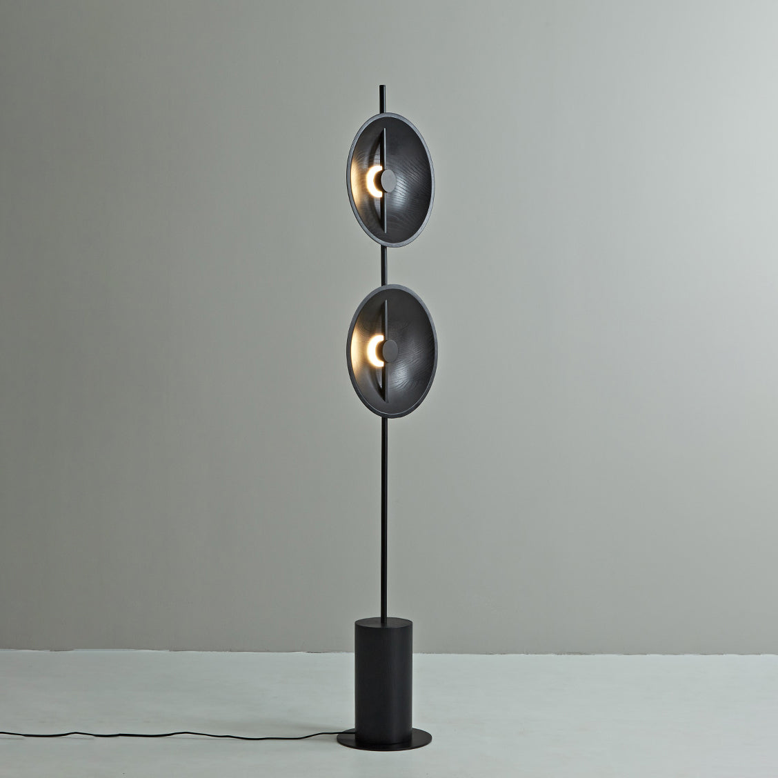 Twin Disc Wood Floor Lamp