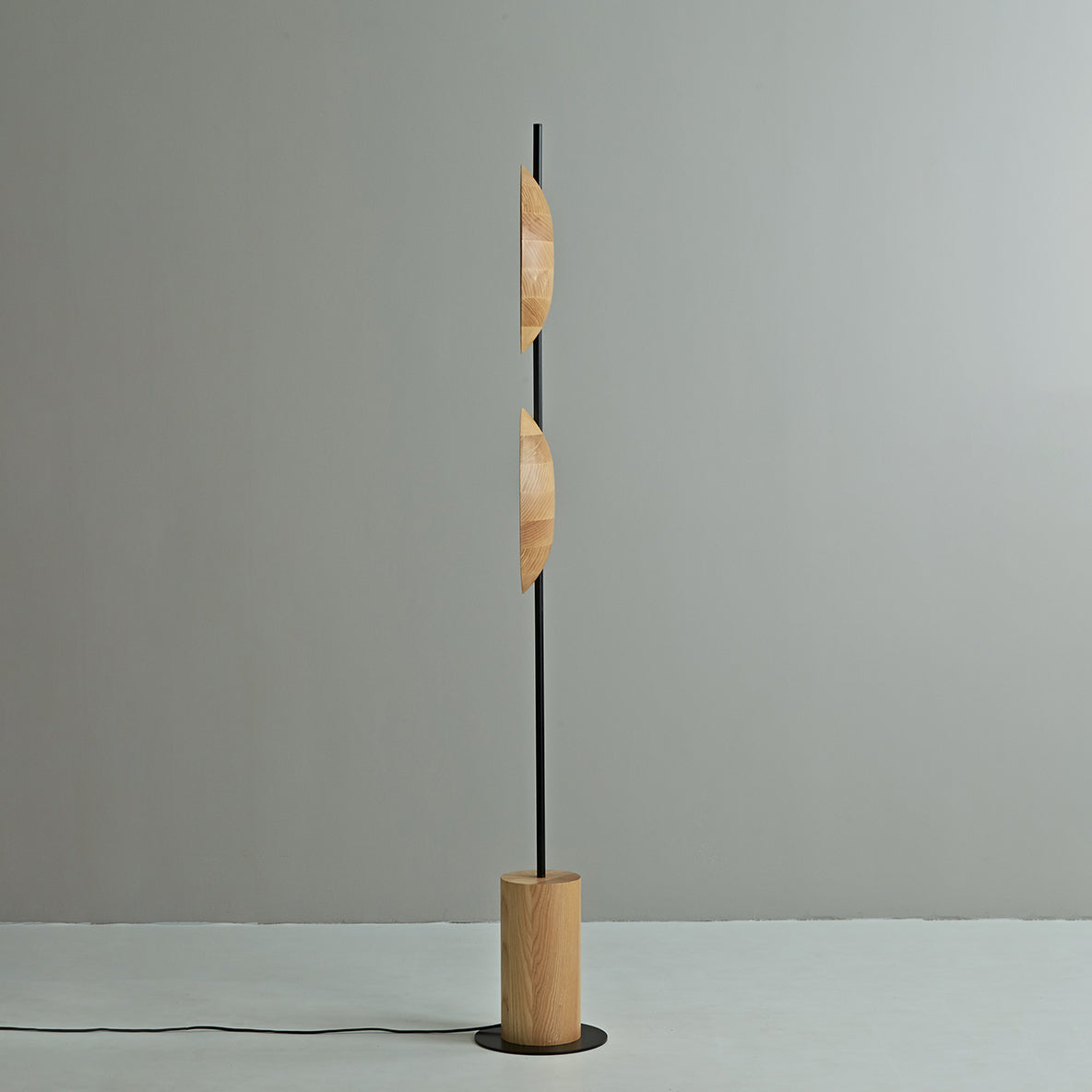 Twin Disc Wood Floor Lamp