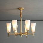 Upton Chandelier 6 heads Φ 25.6″ x H 18.1″ / Dia 65cm x H 46cm / Brass + White Chandelier