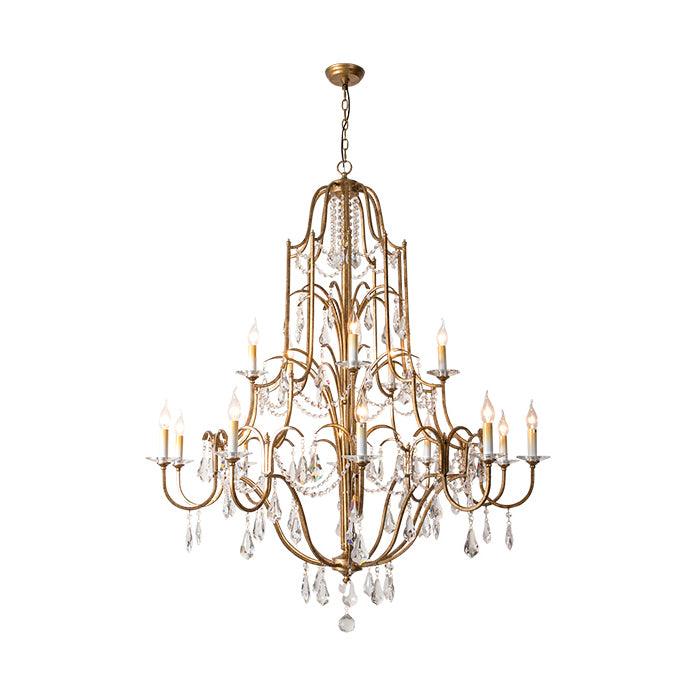 Valentina Chandelier 15 heads Φ 47.2″ x H 59″ / Dia 120cm x H 150cm Suitable for spaces above 3.7 meters / Gold