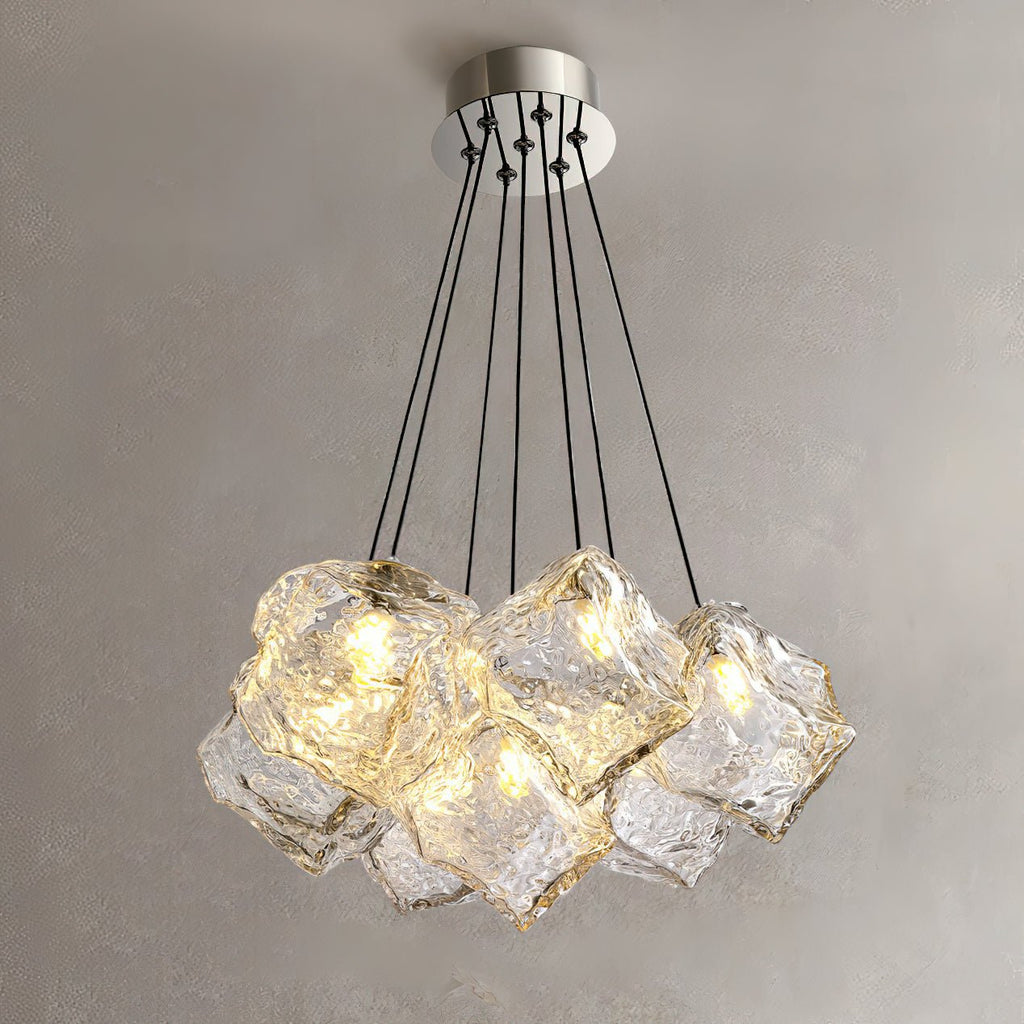 Vasare Chandelier 7 heads ? 13.8″ x H 59″ / Clear Glass Chandelier