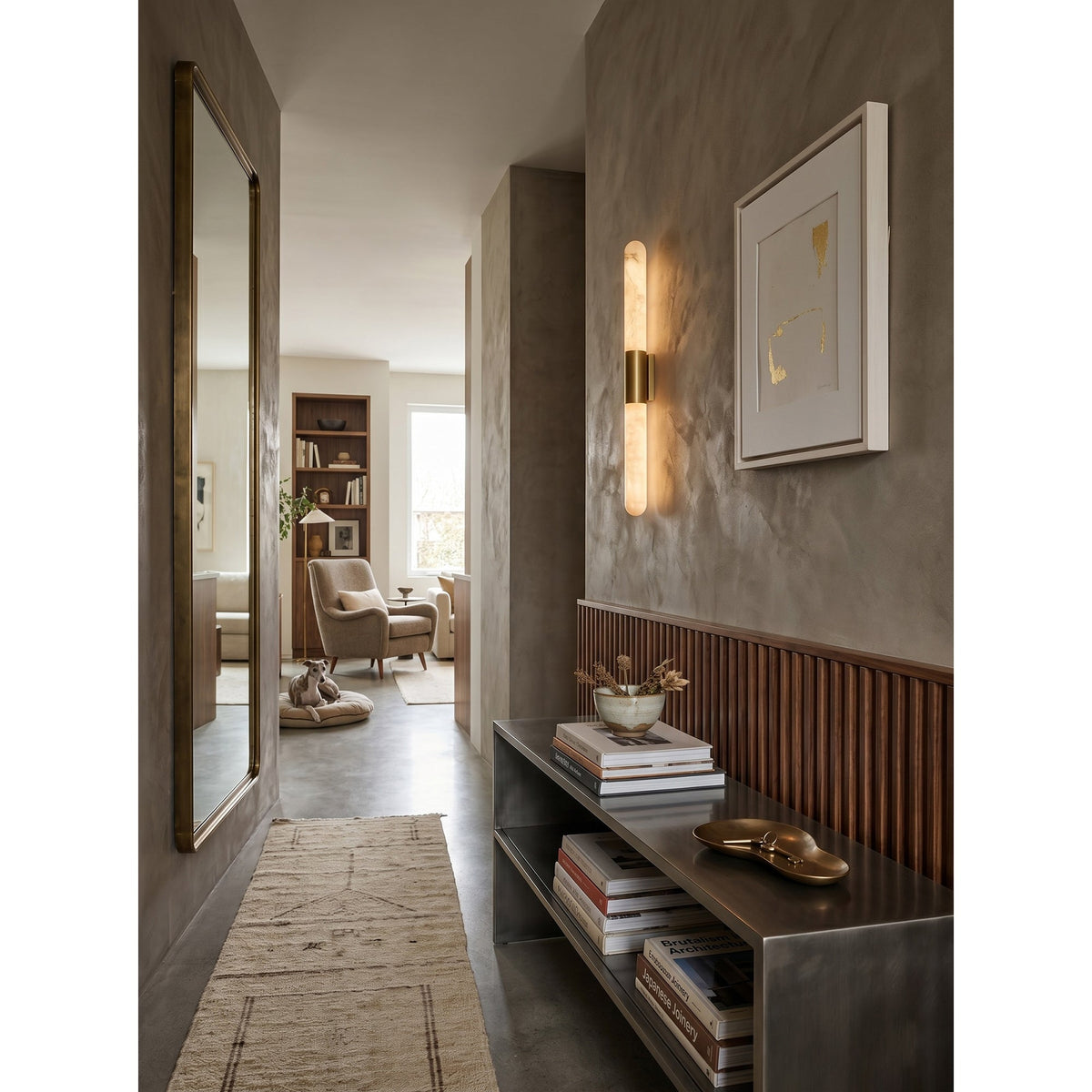 Velin Alabaster Tube Wall Sconce