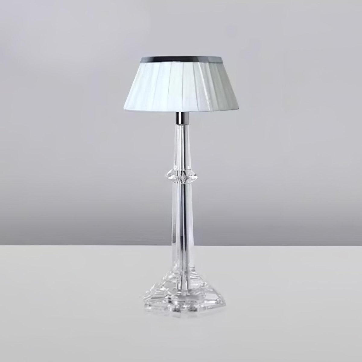 Versailles Table Lamp ? 5.9″ x H 13.8″ / Dia 15cm x H 35cm / Chrome & Clear & White / US Plug Table lamp