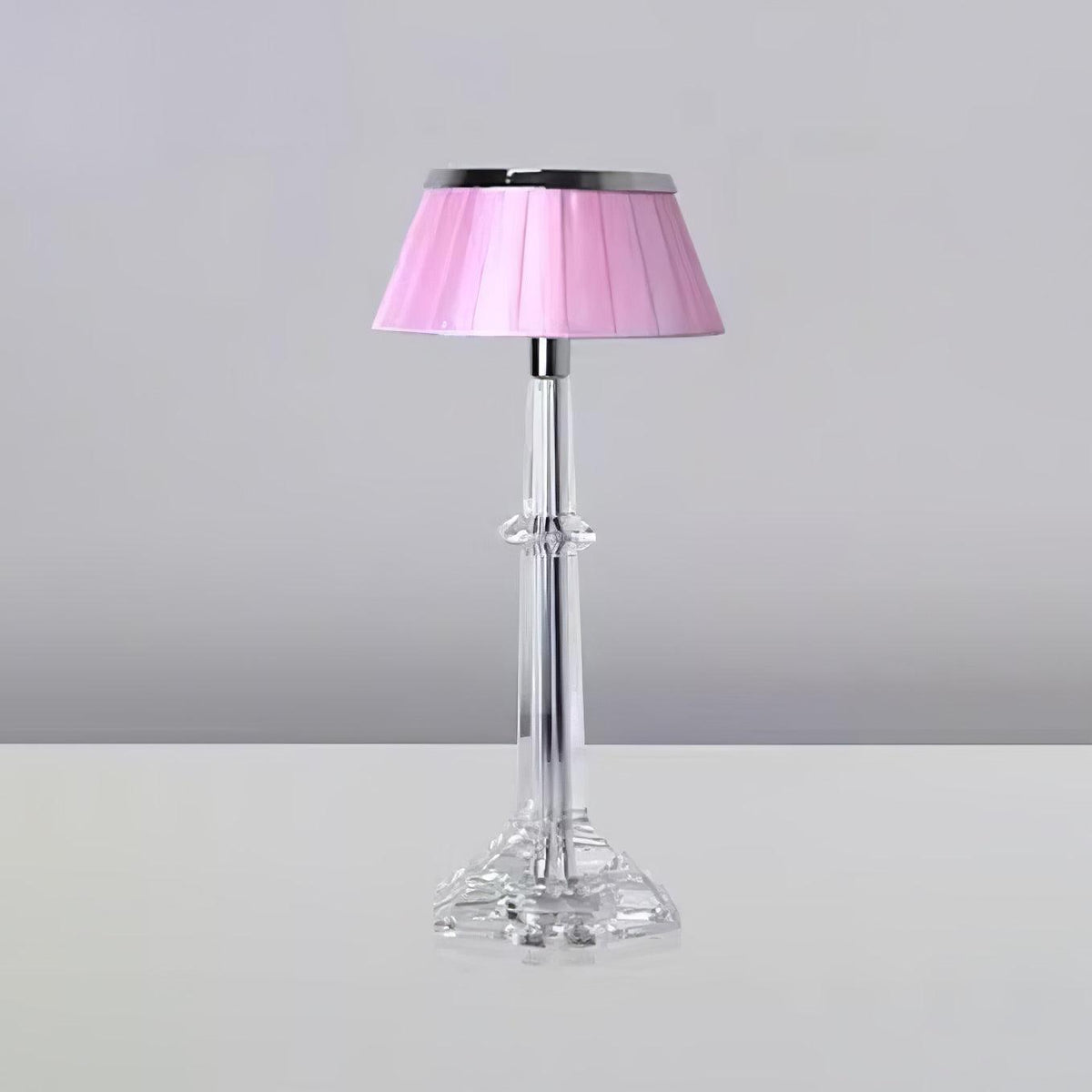 Versailles Table Lamp ? 5.9″ x H 13.8″ / Dia 15cm x H 35cm / Chrome & Clear & Pink / US Plug Table lamp
