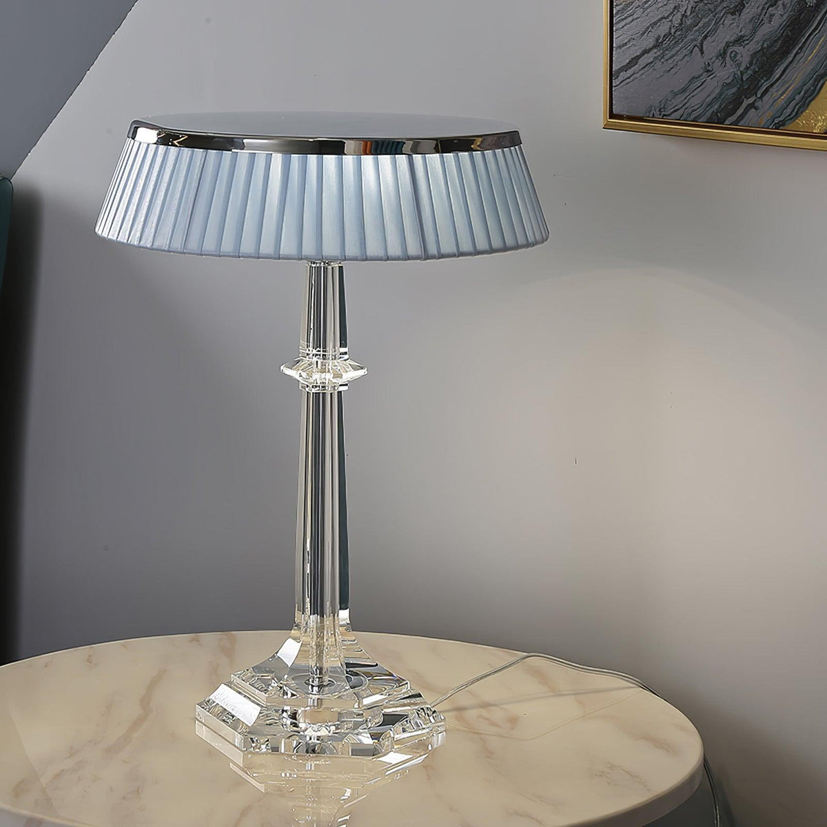 Versailles Table Lamp ? 12.6″ x H 17.7″ / Dia 32cm x H 45cm / Chrome & Clear & Blue / US Plug Table lamp