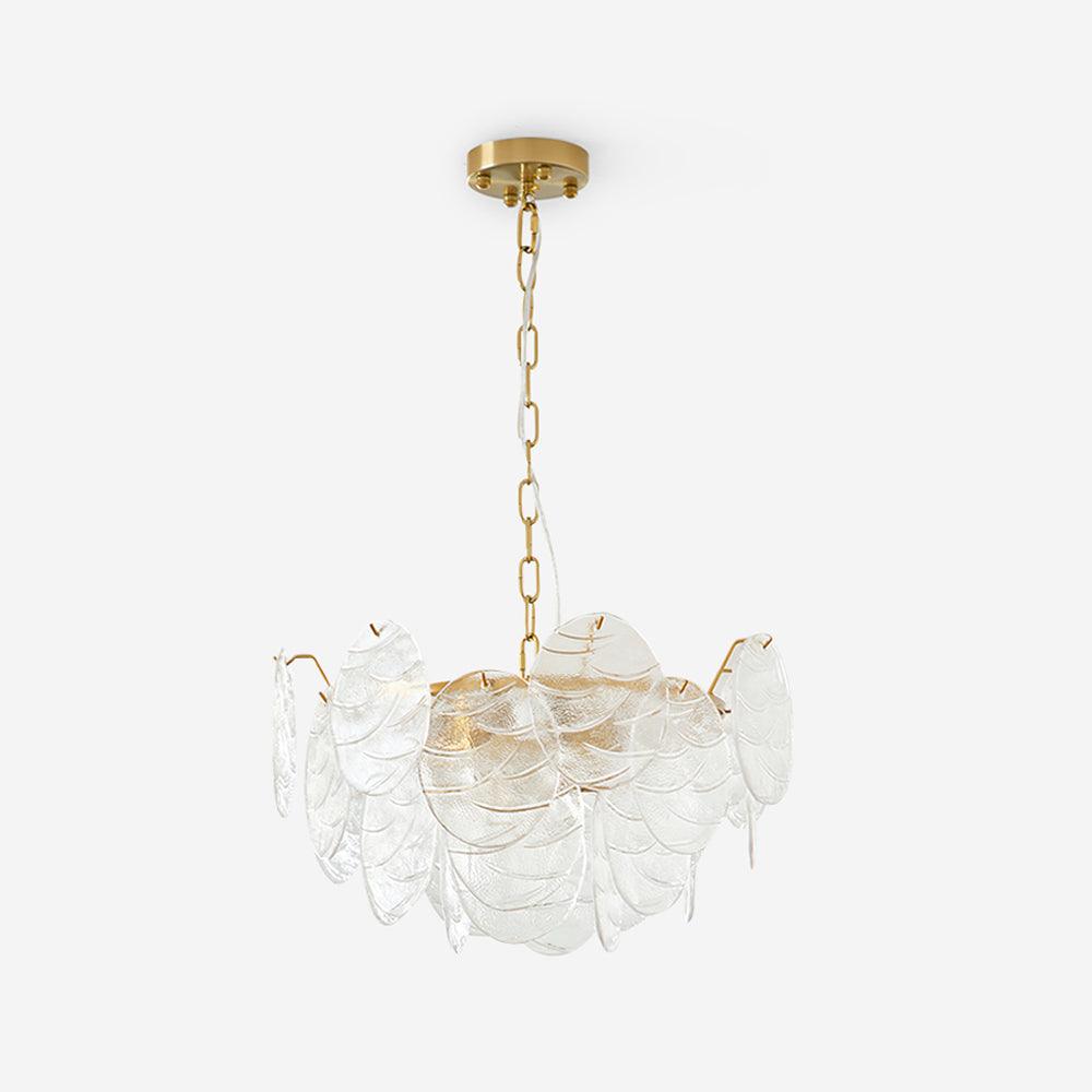 Victorian Disc Chandelier ∅ 19.6″ x H 10.6″ / Dia 50cm x H 27cm / Gold & Clear Chandelier