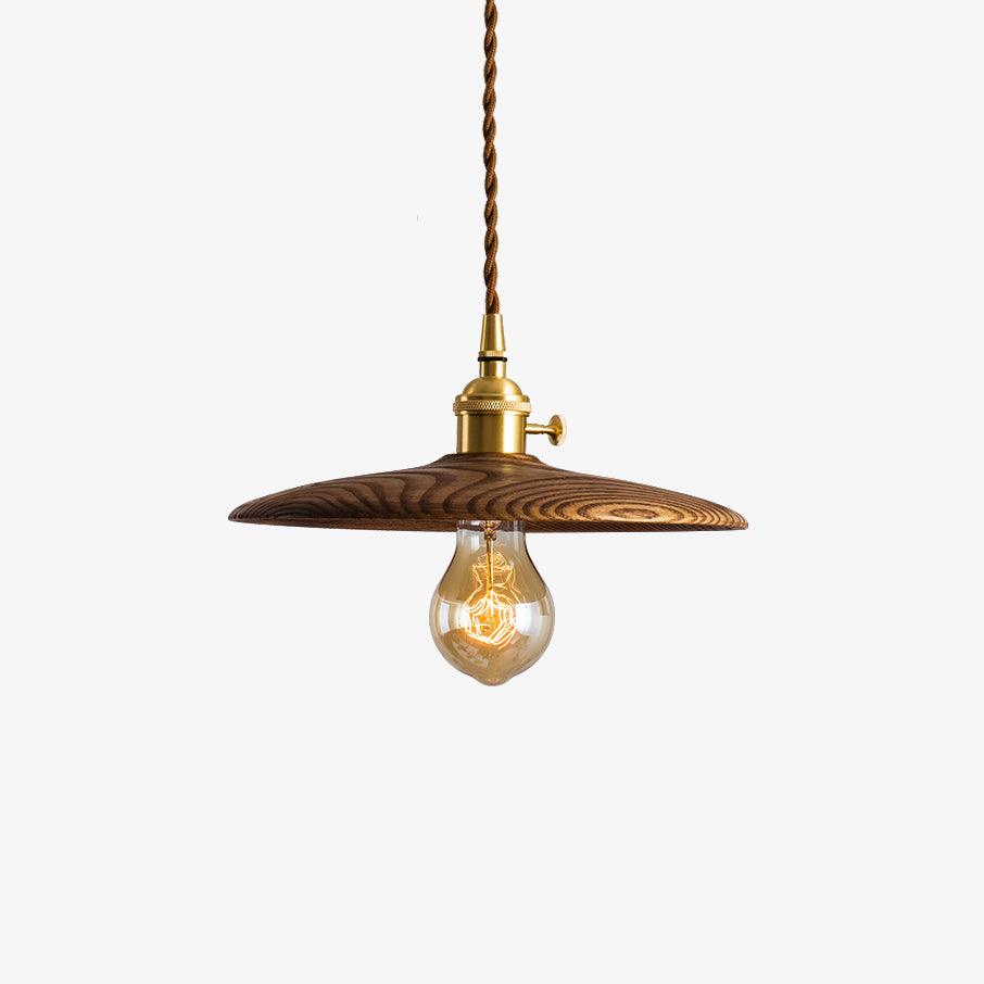 Walnut Conical Pendant Light ∅ 7.9″ / Dia 20cm / Brass & Walnut Pendant light
