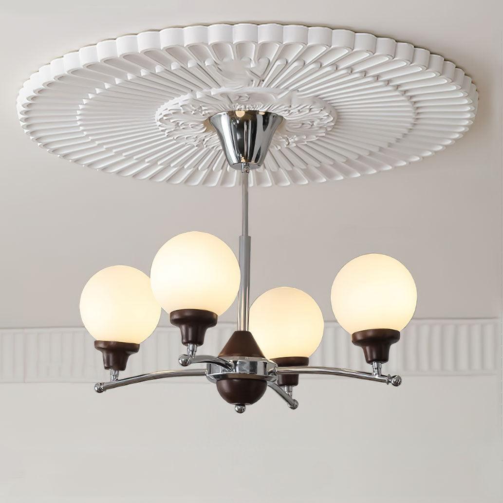 Walnut Glass Ball Chandelier 4 Heads Size: ∅ 21.6″ x H 17.7″ / Dia 55cm x H 45cm / Chrome Chandelier