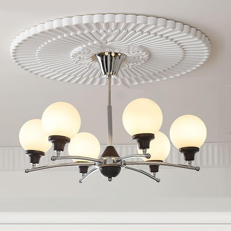 Walnut Glass Ball Chandelier 6 Heads Size: ∅ 27.6″ x H 17.7″ / Dia 70cm x H 45cm / Chrome Chandelier