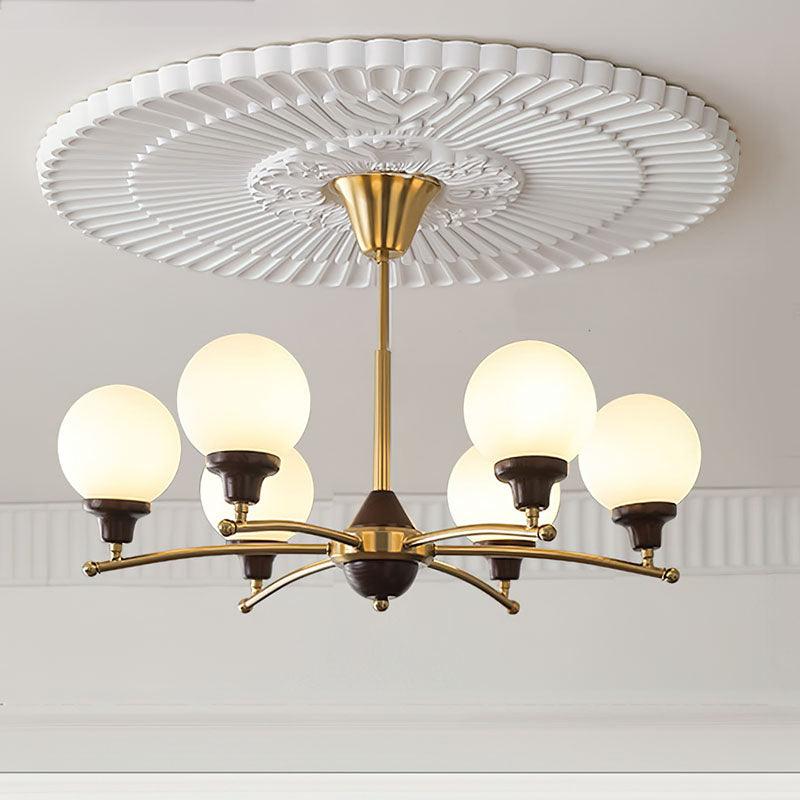 Walnut Glass Ball Chandelier 6 Heads Size: ∅ 27.6″ x H 17.7″ / Dia 70cm x H 45cm / Gold Chandelier