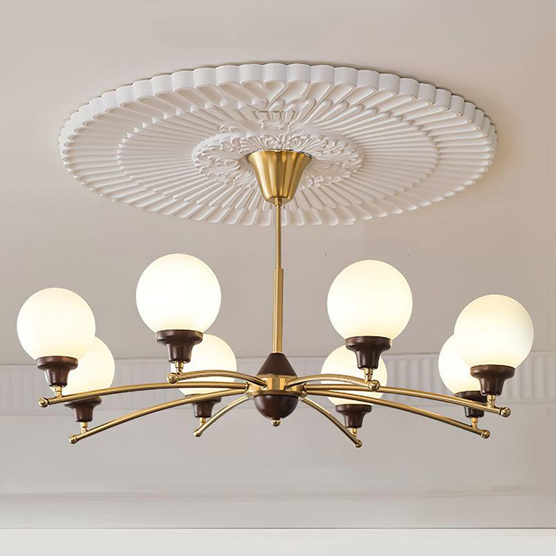 Walnut Glass Ball Chandelier 8 Heads Size: ∅ 35.4″ x H 17.7″ / Dia 90cm x H 45cm / Gold Chandelier