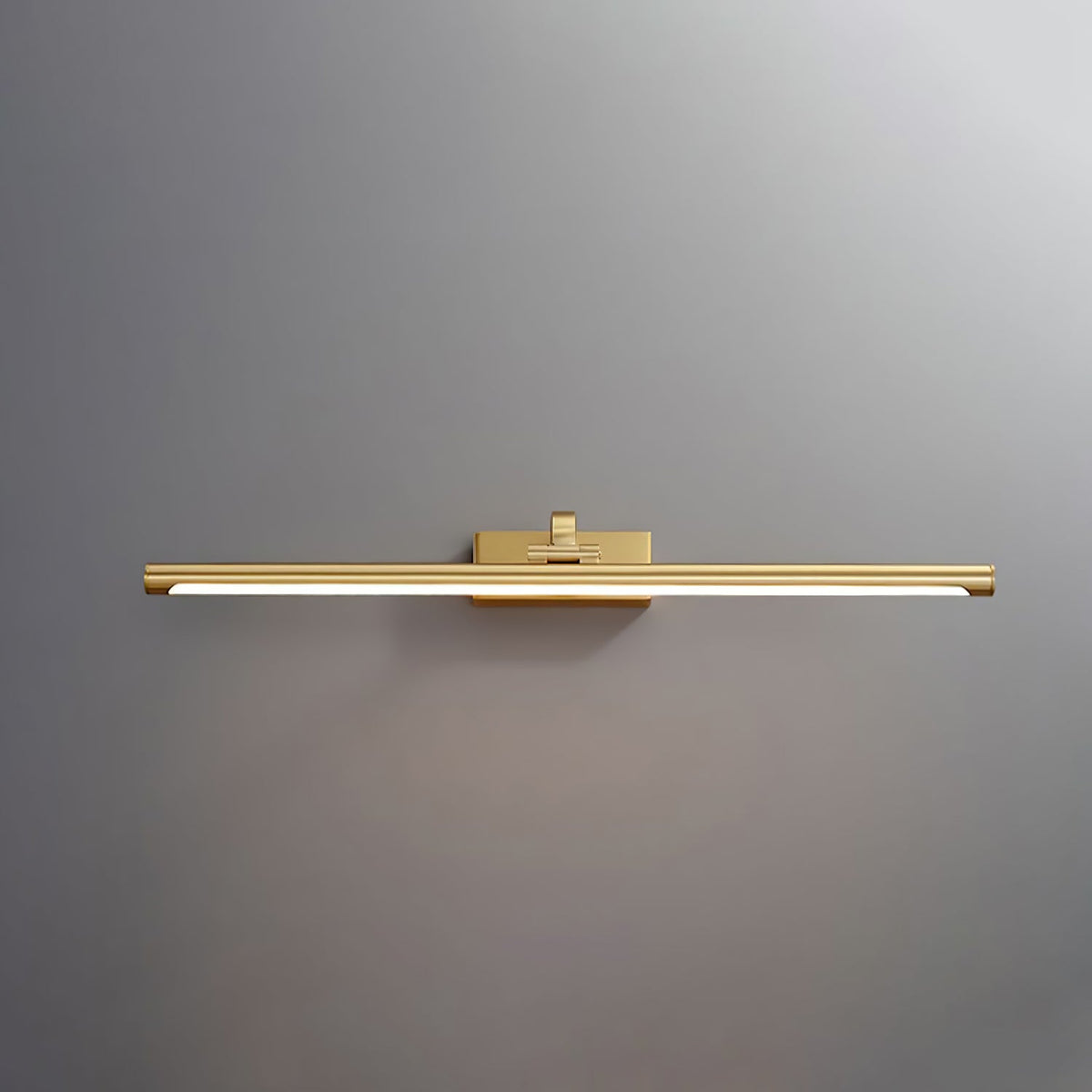 Walnut Color Linear LED Wall Light ? 27.5″ x H 3.3″ / Brass & Warm Light / Single Wall lamp