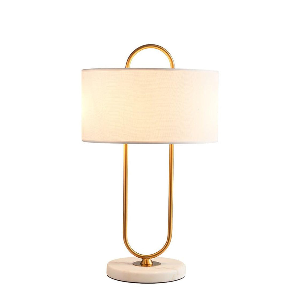 Warner Table Lamp ? 13″ x H 22.8″ / Dia 33cm x H 58cm / Gold & White / US plug Table lamp
