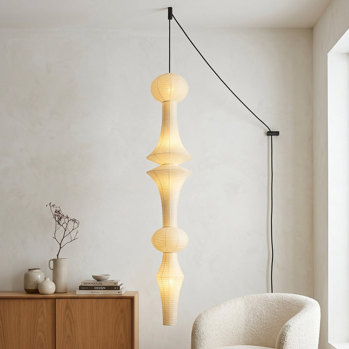Washi Paper E Pendant Swag Lights