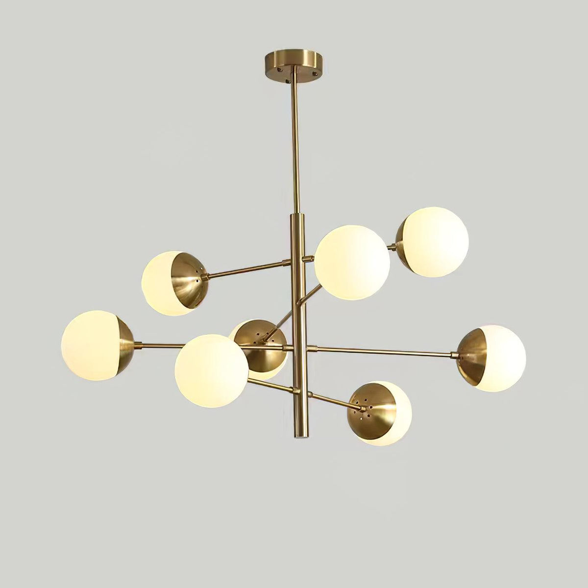 Waverly Chandelier 8 Heads ∅ 31.5″ x H 15.7″ / Dia 80cm x H 40cm / Gold & White Chandelier