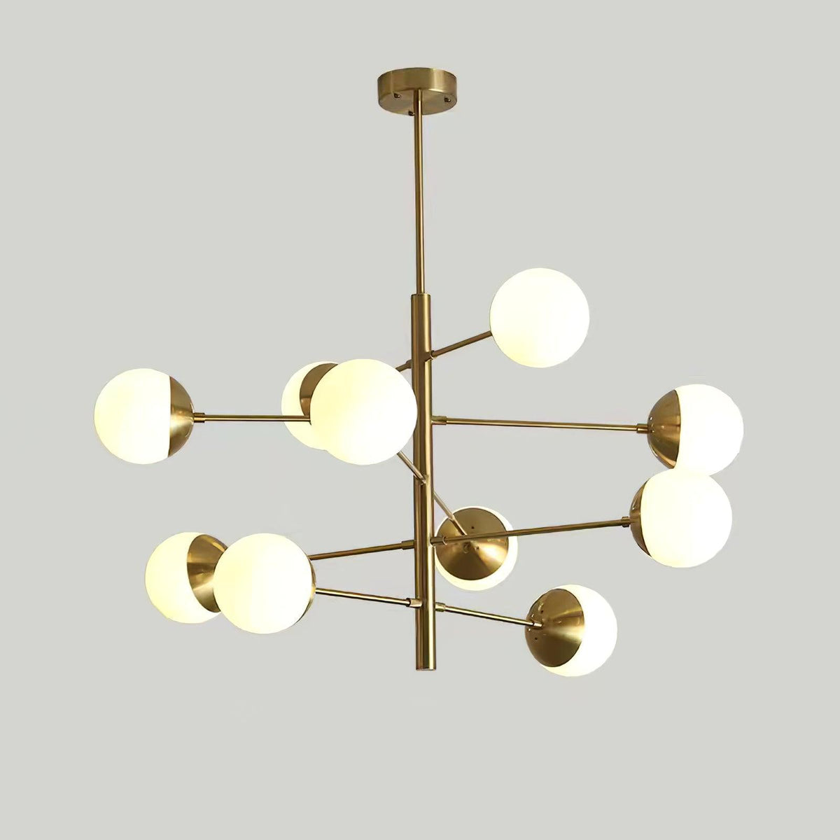 Waverly Chandelier 12 Heads ∅ 42.5″ x H 23.6″ / Dia 108cm x H 60cm / Gold & White Chandelier