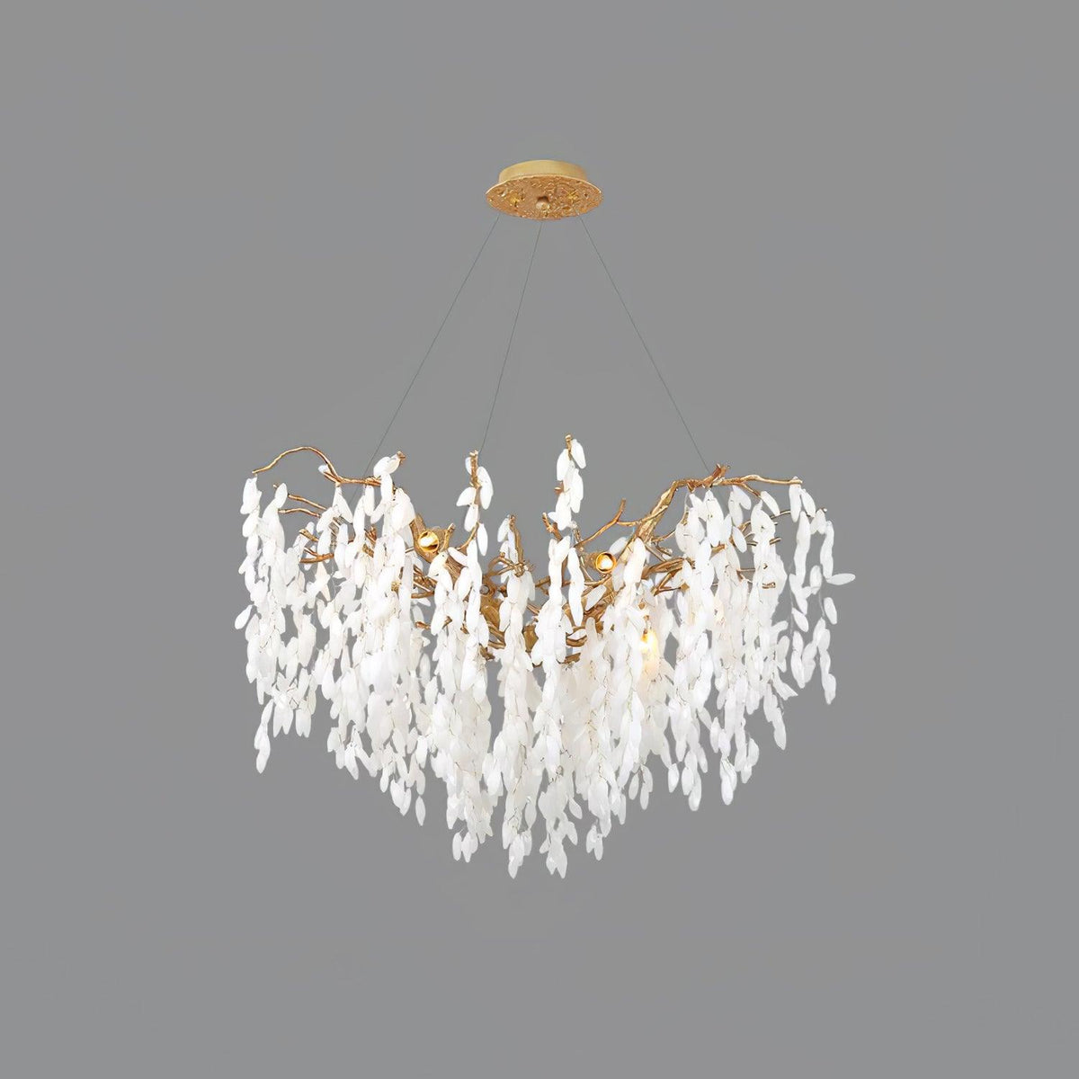 White Jade Branch Brass Chandelier ∅ 23.6″ x H 19.7″ / Dia 60cm x H 50cm / Brass & White Chandelier