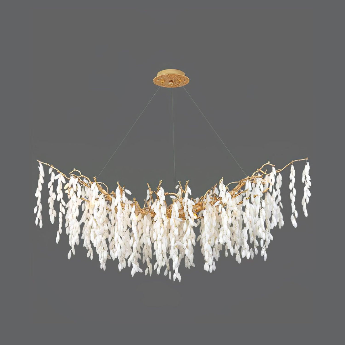 White Jade Branch Brass Chandelier ∅ 47.2″ x W 17.7″ x H 17.7″ / Dia 120cm x W 45cm x H 45cm / Brass & White Chandelier