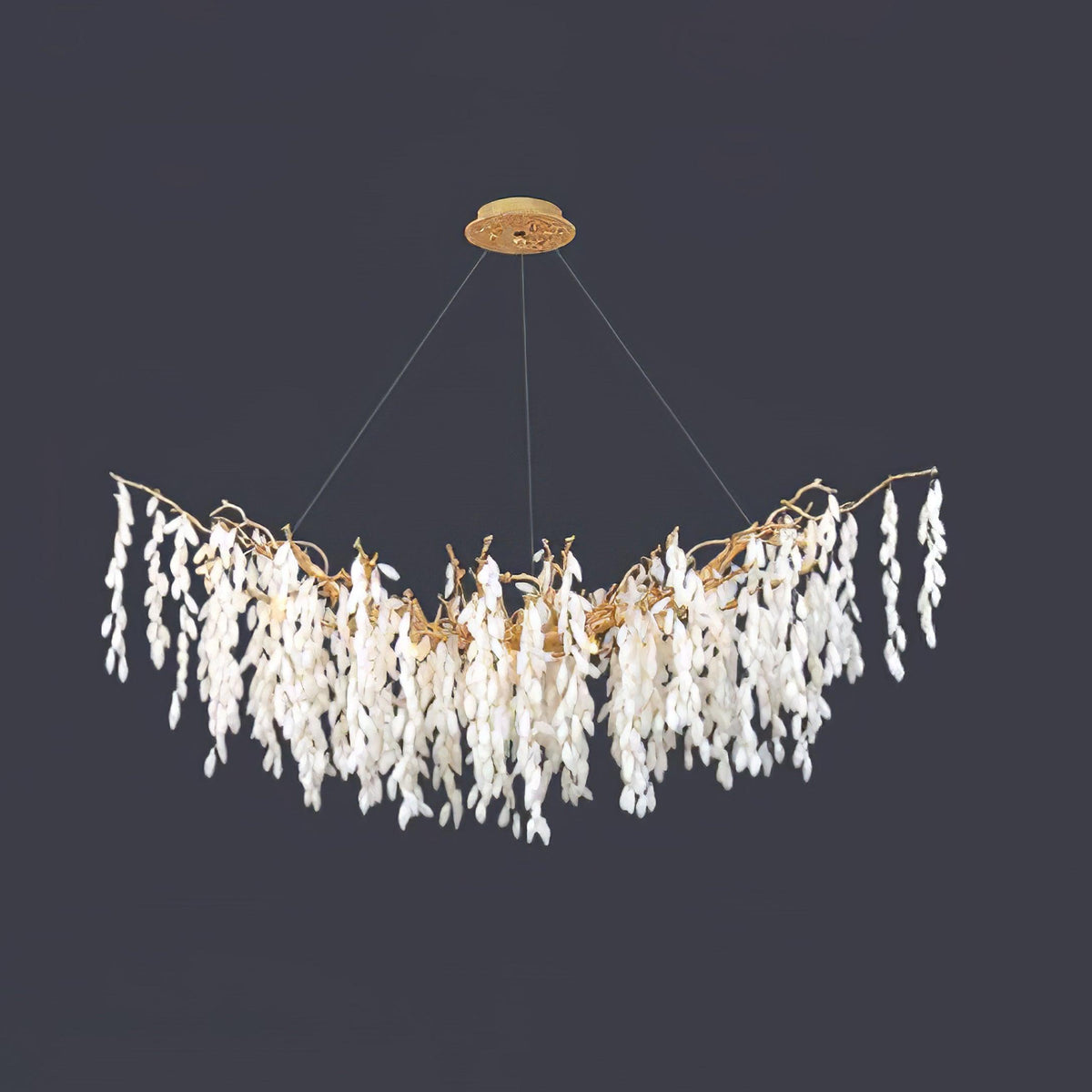 White Jade Branch Brass Chandelier ∅ 59.1″ x W 21.7″ x H 19.7″ / Dia 150cm x W 55cm x H 50cm / Brass & White Chandelier