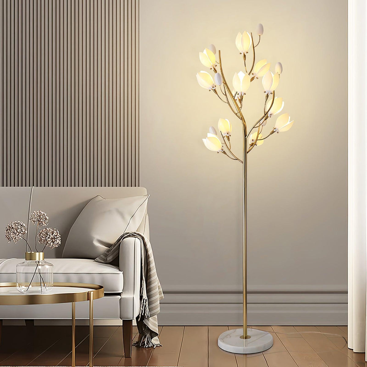 White Porcelain Magnolia Floor Lamp Floor lamp