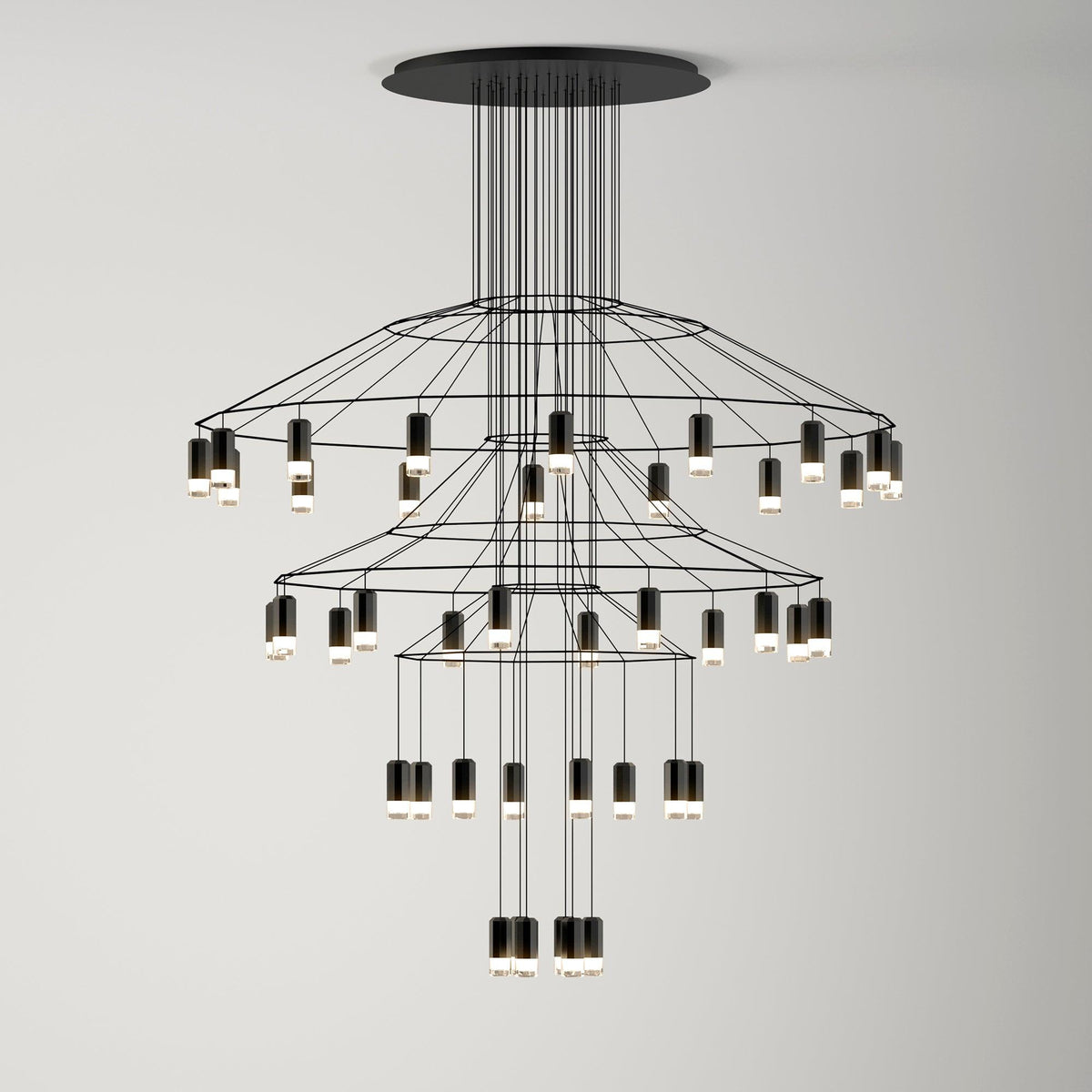 Lines Chandelier 46heads ? 59.1″ x H 78.7″ / Dia 150cm x H 200cm / Black Chandelier