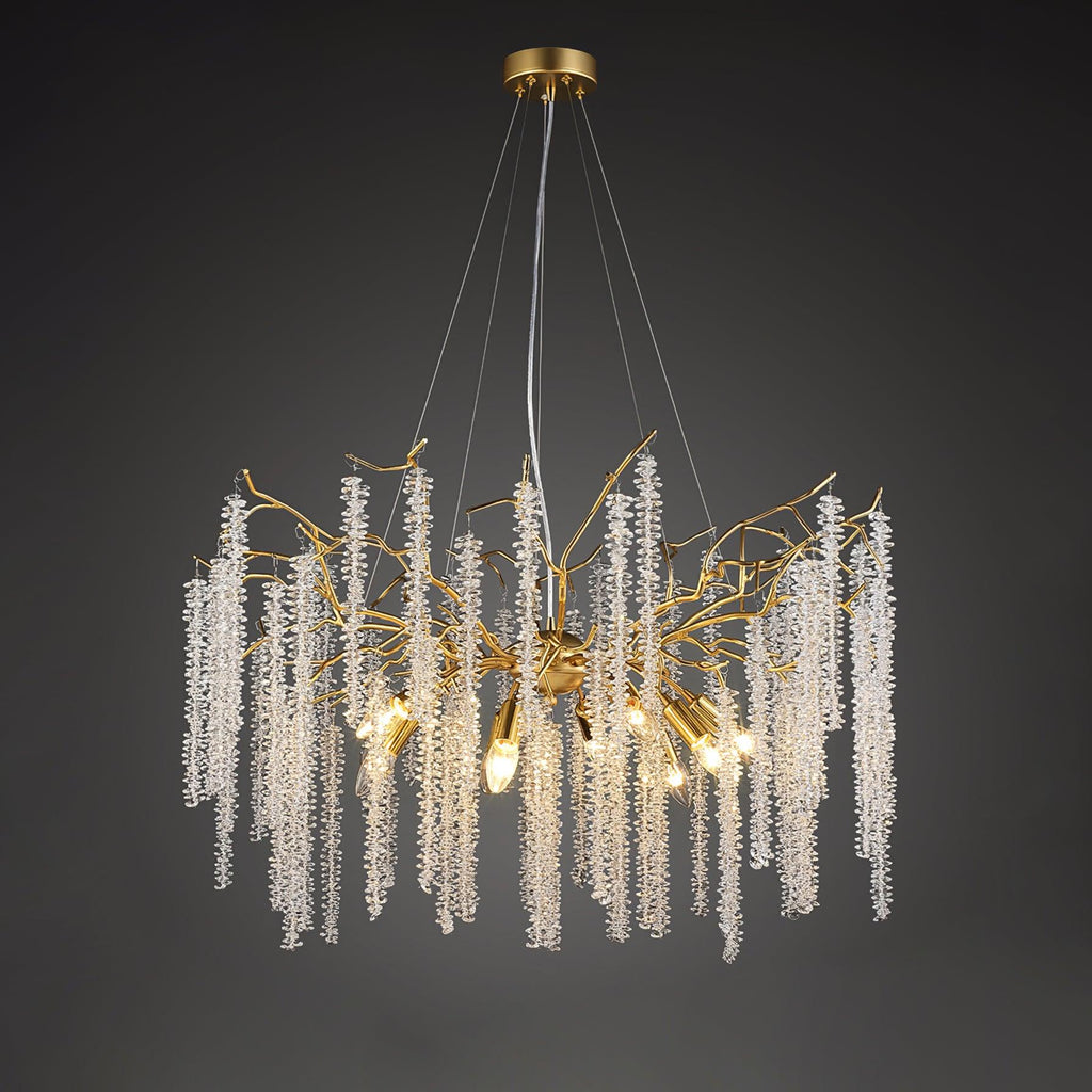 Wisteria Flower Crystal Chandelier ? 23.6″ x H 17.7″ / Dia 60cm x H 45cm / Gold & Clear crystal Chandelier