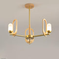 Wood Art Halo Chandelier 3 Heads ? 19.7″ x H 17.7″/ Dia 50cm x H 45cm / Wood Color & Gold Chandelier