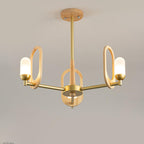 Wood Art Halo Chandelier 3 Heads ? 19.7″ x H 17.7″/ Dia 50cm x H 45cm / Wood Color & Gold Chandelier