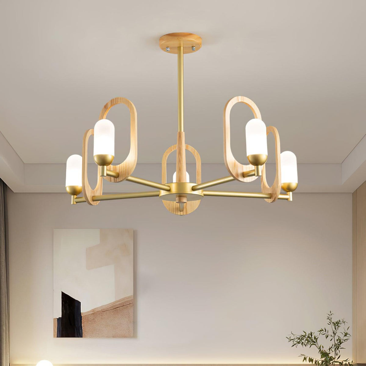Wood Art Halo Chandelier Chandelier