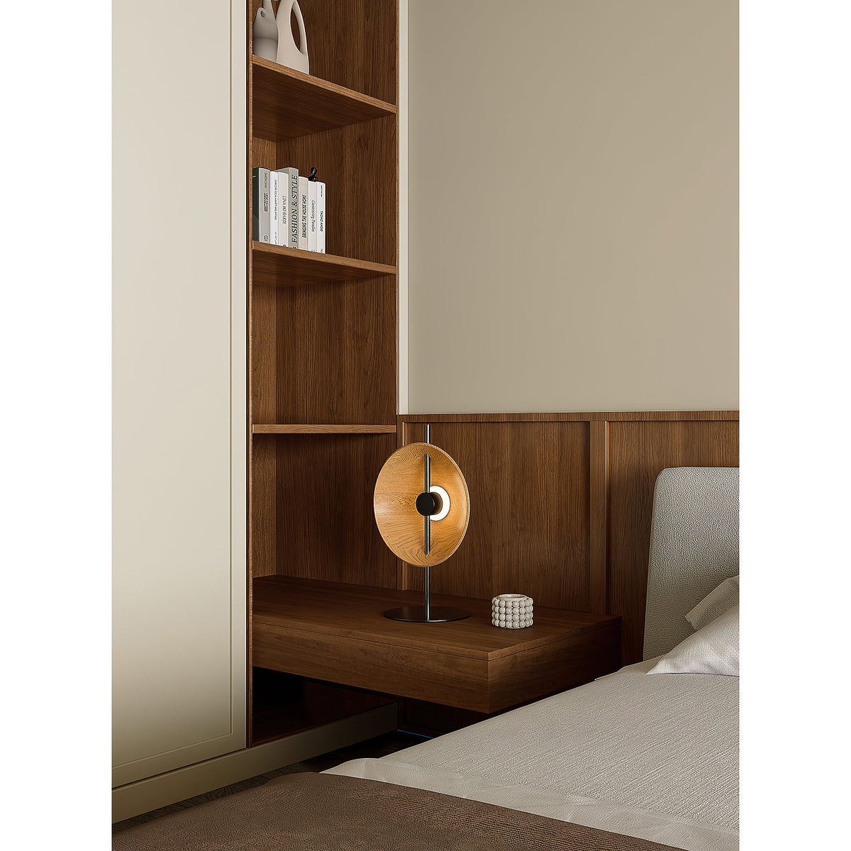 Wood Disc Table Lamp