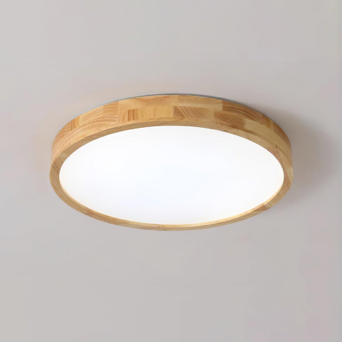 Wooden Geometric Ceiling Light Circle Size: ? 23.6″ x H 2.7″ / Dia 60cm x H 6cm / Wood color / Cool White Ceiling lamp