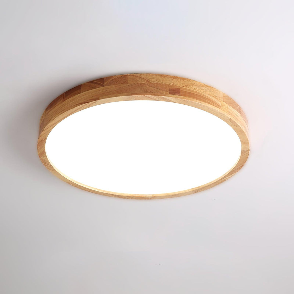 Wooden Geometric Ceiling Light Circle Size: ? 23.6″ x H 2.7″ / Dia 60cm x H 6cm / Wood color / Warm White Ceiling lamp