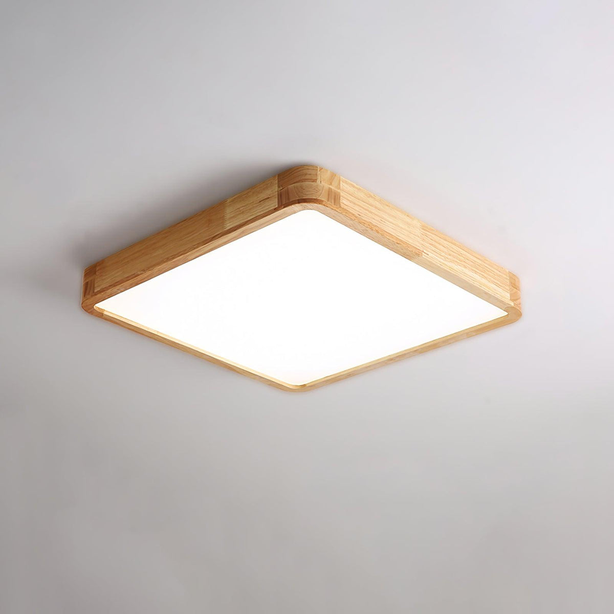 Wooden Geometric Ceiling Light Square Size: L 15.7″ x W 15.7″ x H 2.7″ / L 40cm x W 40cm x H 6cm / Wood color / Cool