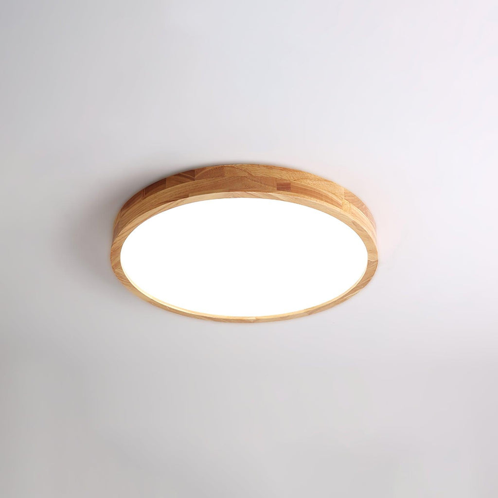 Wooden Geometric Ceiling Light Circle Size: ? 11.8″ x H 2.7″ / Dia 30cm x H 6cm / Wood color / Warm White Ceiling lamp