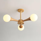 Wooden Nera Chandelier 3 heads ? 19.6″ x H 11.8″/ Dia 50cm x H 30cm / Wood & White Chandelier