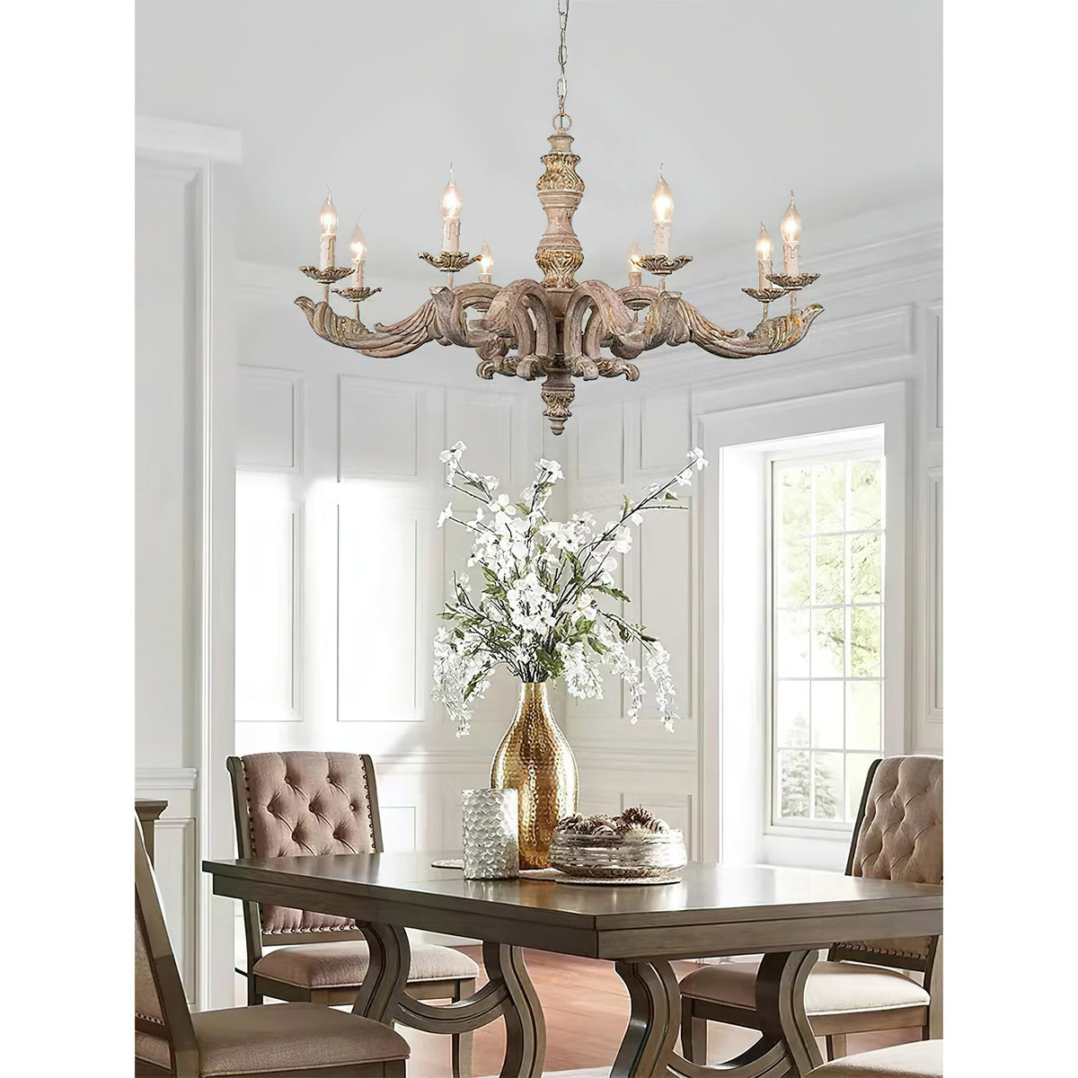 Wooden Roman Column Chandelier