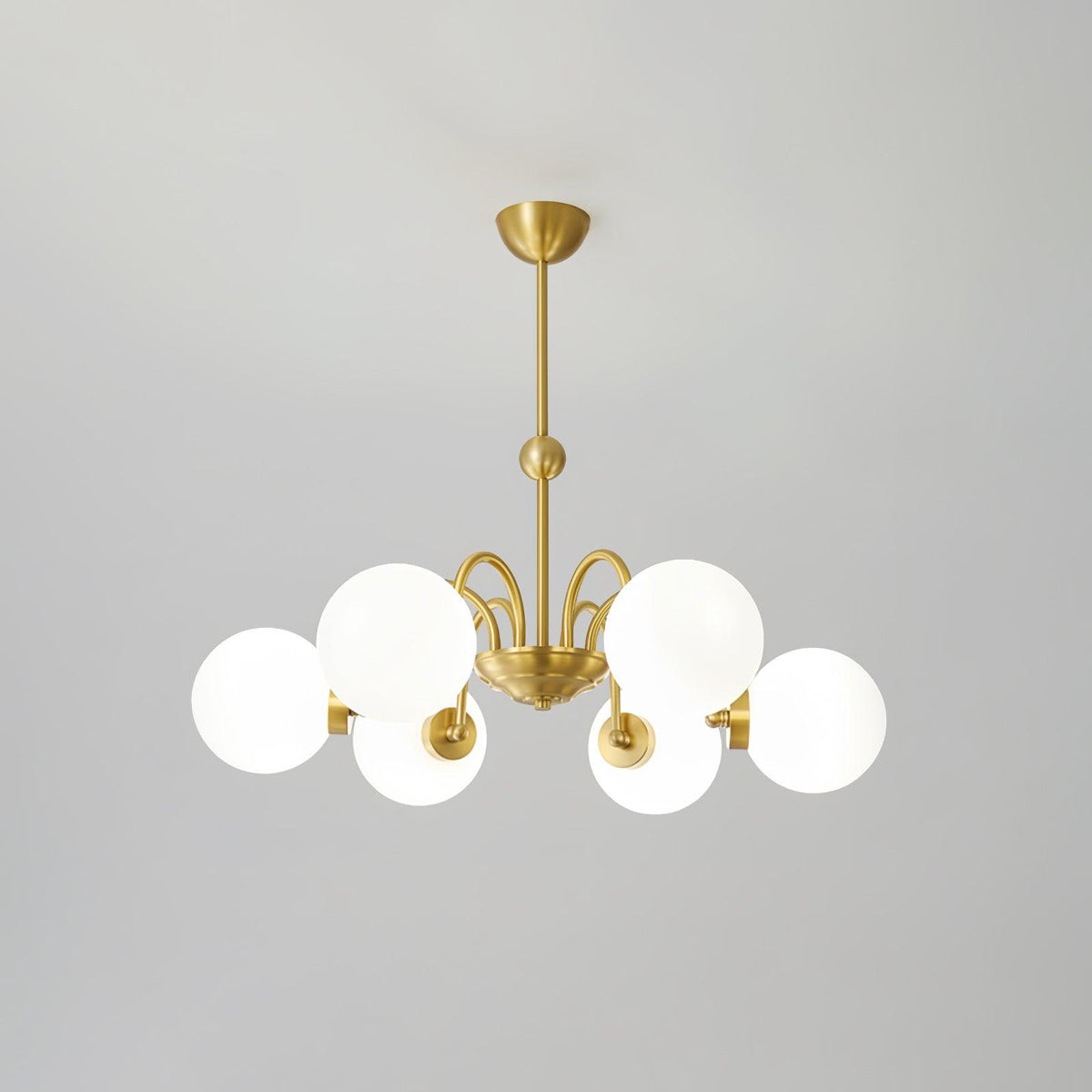 Yisu Brass Chandelier 6 heads ∅ 27.6″ x H 24.8″ / Dia 70cm x H 63cm / Brass & White Chandelier