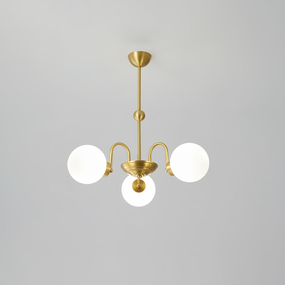 Yisu Brass Chandelier 3 heads ∅ 23.6″ x H 24″ / Dia 60cm x H 61cm / Brass & White Chandelier