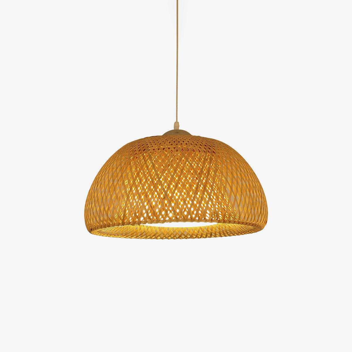 Zenith Bamboo Pendant Light ? 15″ x H 7.9″ / Dia 38cm x H 20cm / Chrome & Natural rattan Pendant light