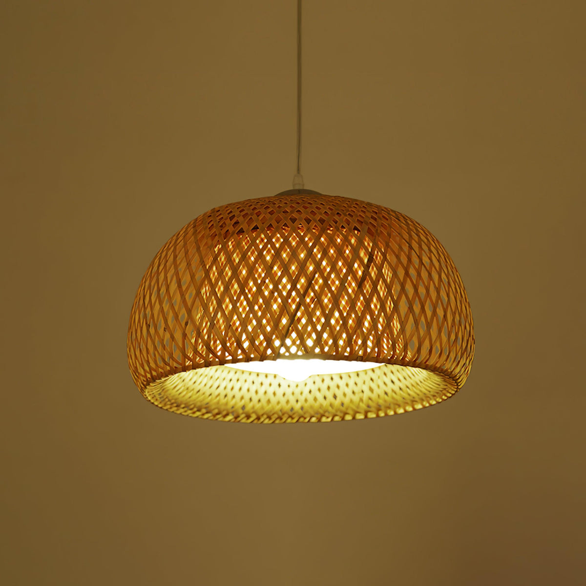 Zenith Bamboo Pendant Light ? 18.1″ x H 8.7″ / Dia 46cm x H 22cm / Chrome & Natural rattan Pendant light