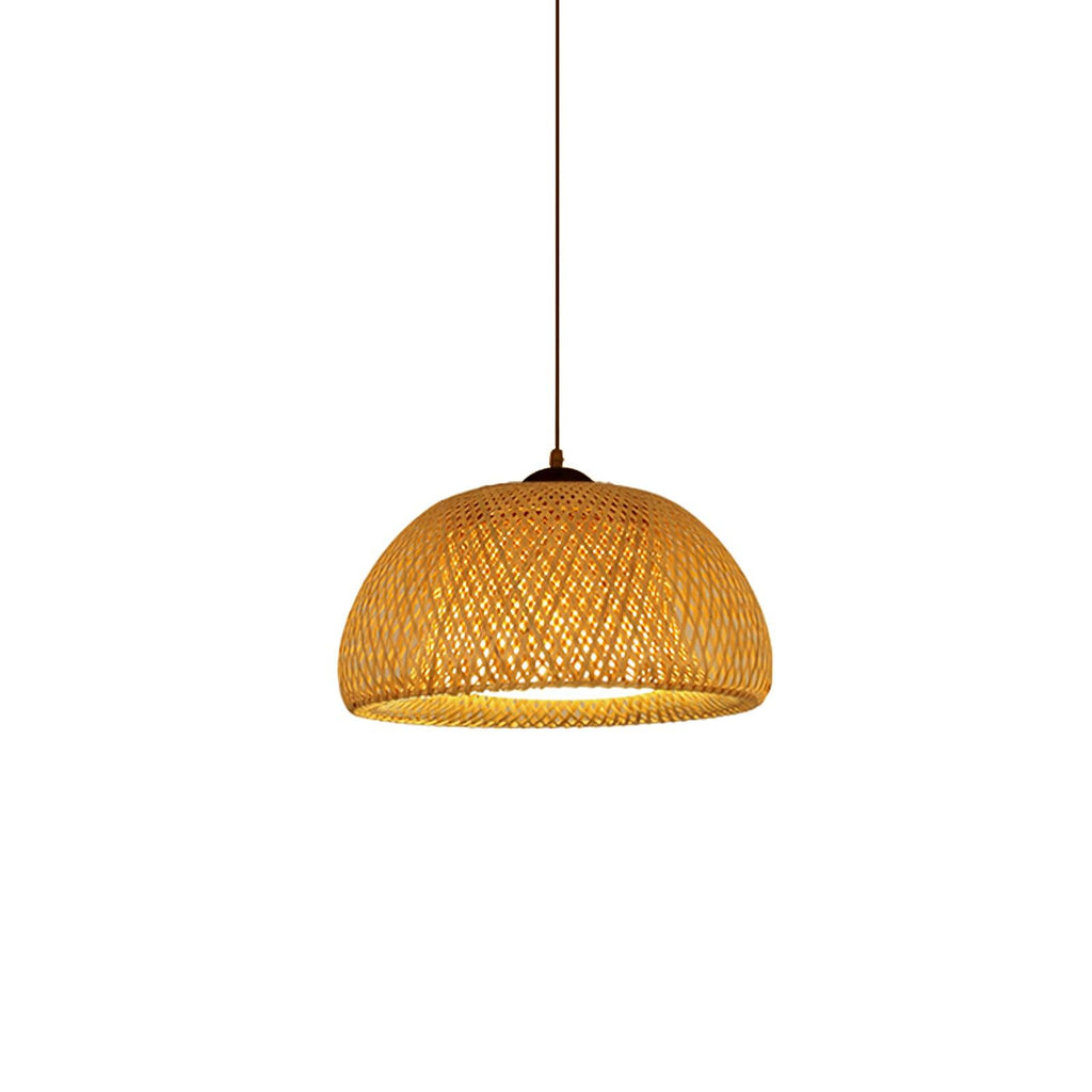 Zenith Bamboo Pendant Light ? 11.8″ x H 16.3″ / Dia 30cm x H 16cm / Chrome & Natural rattan Pendant light