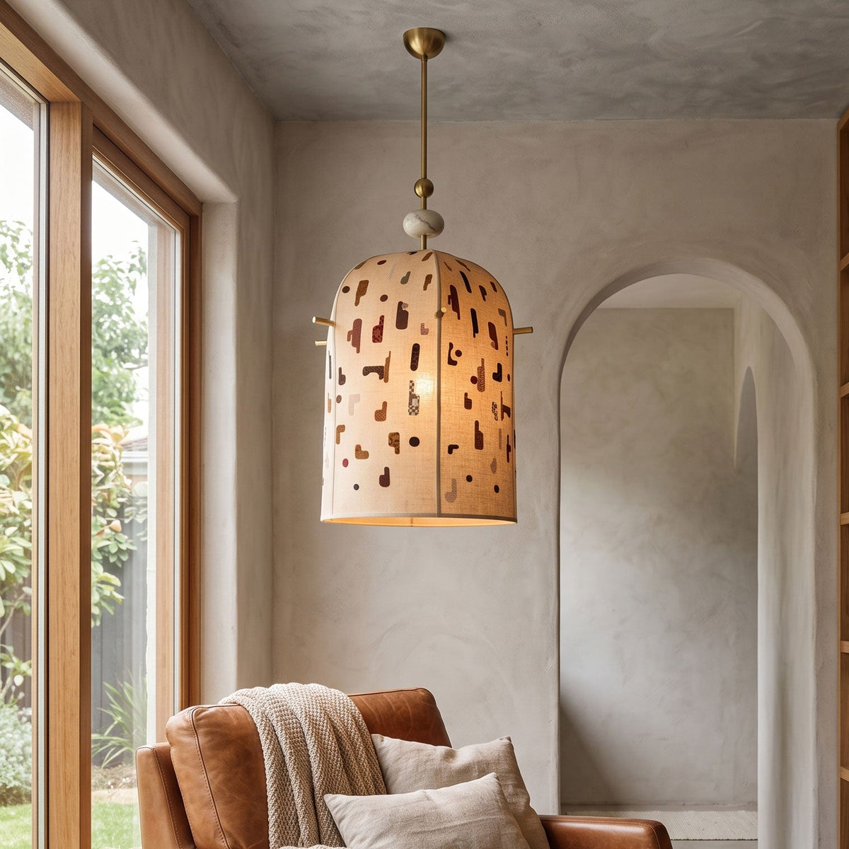 Alabaster Embroidered Pendant Lamp