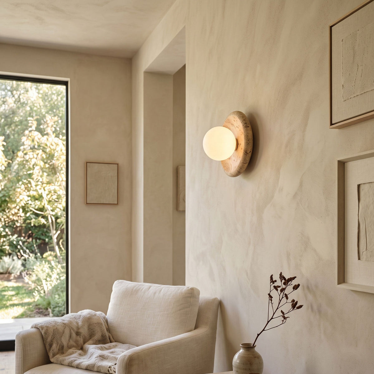 Apricity Travertine Wall Lamp