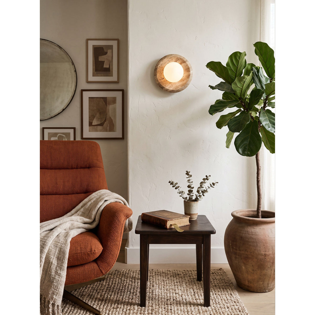 Apricity Travertine Wall Lamp