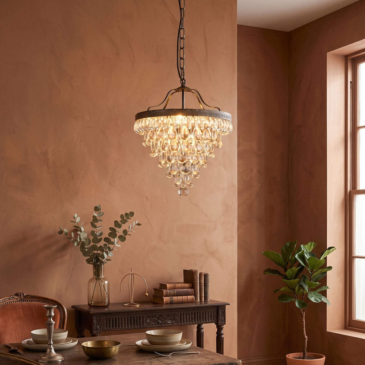 Crystal Inverted Pyramid Chandelier