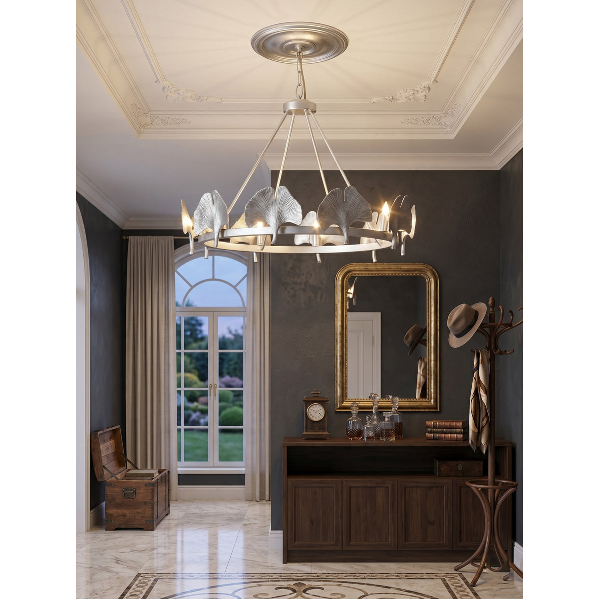 Gold Foil Ginkgo Leaf Chandelier