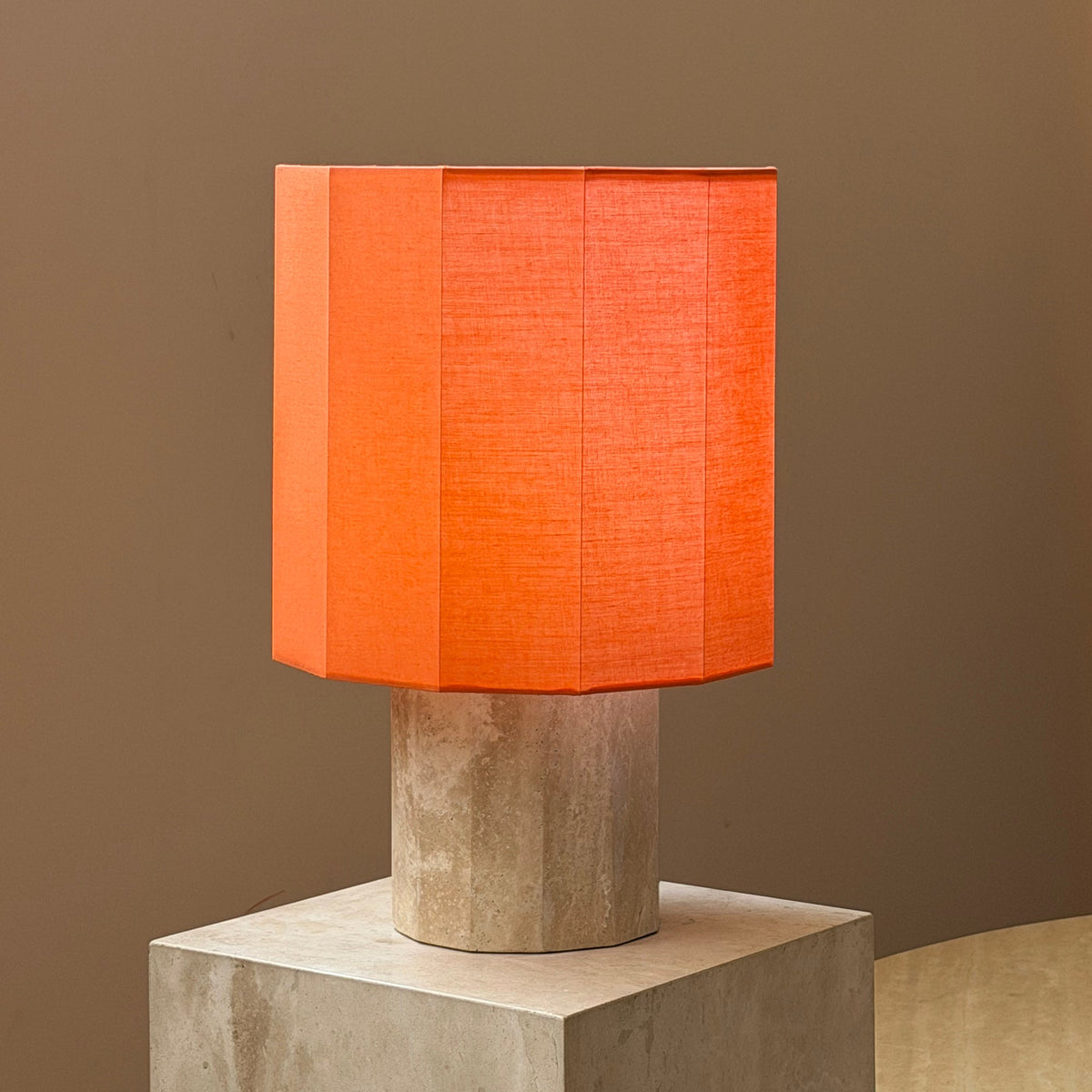 Roma Dodecagon Travertine Table Lamp