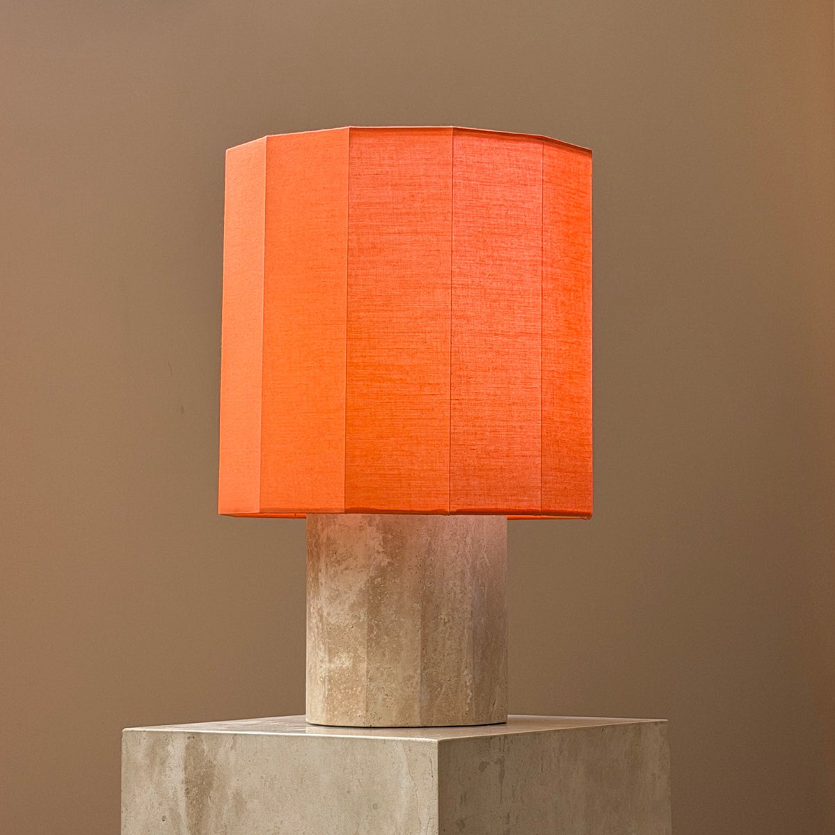 Roma Dodecagon Travertine Table Lamp