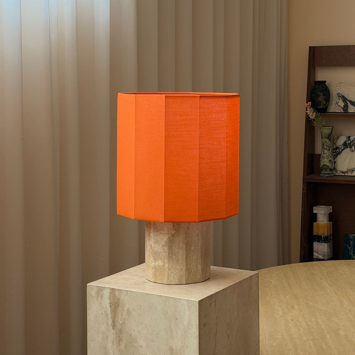 Roma Dodecagon Travertine Table Lamp